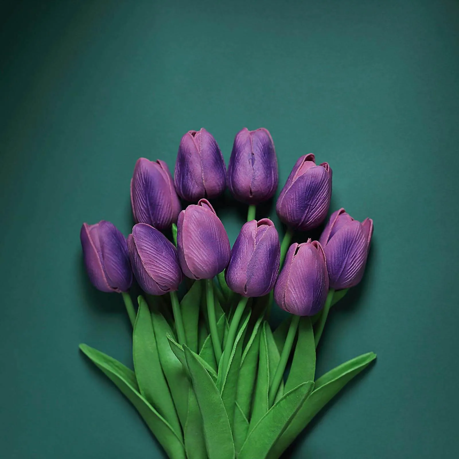 10 Stems 13" Eggplant Real Touch Artificial Foam Tulip Flowers