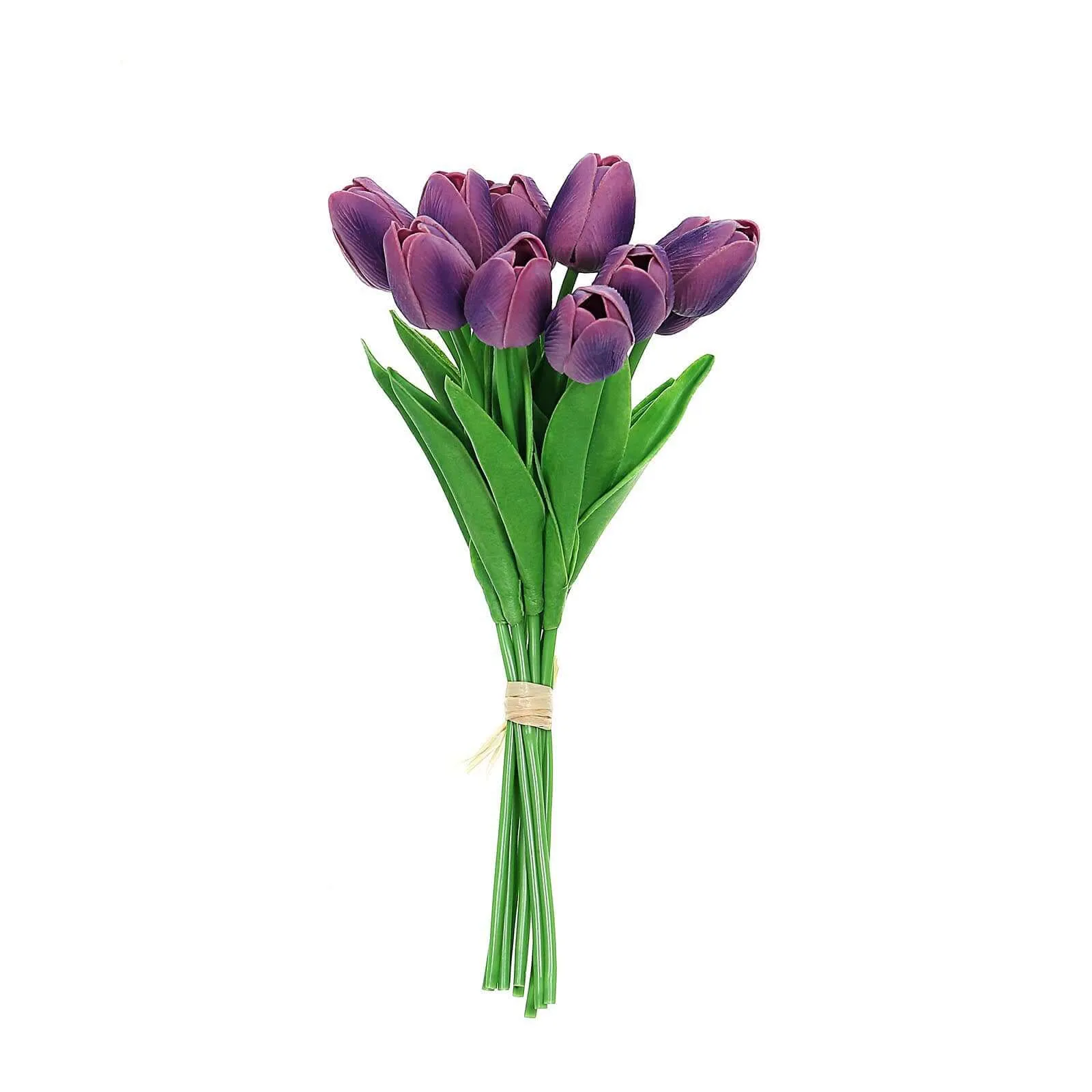 10 Stems 13" Eggplant Real Touch Artificial Foam Tulip Flowers