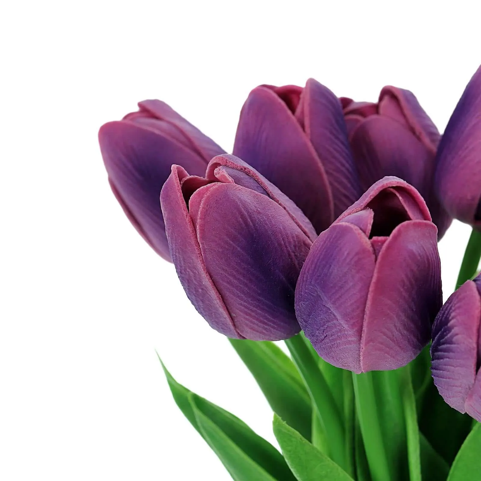 10 Stems 13" Eggplant Real Touch Artificial Foam Tulip Flowers