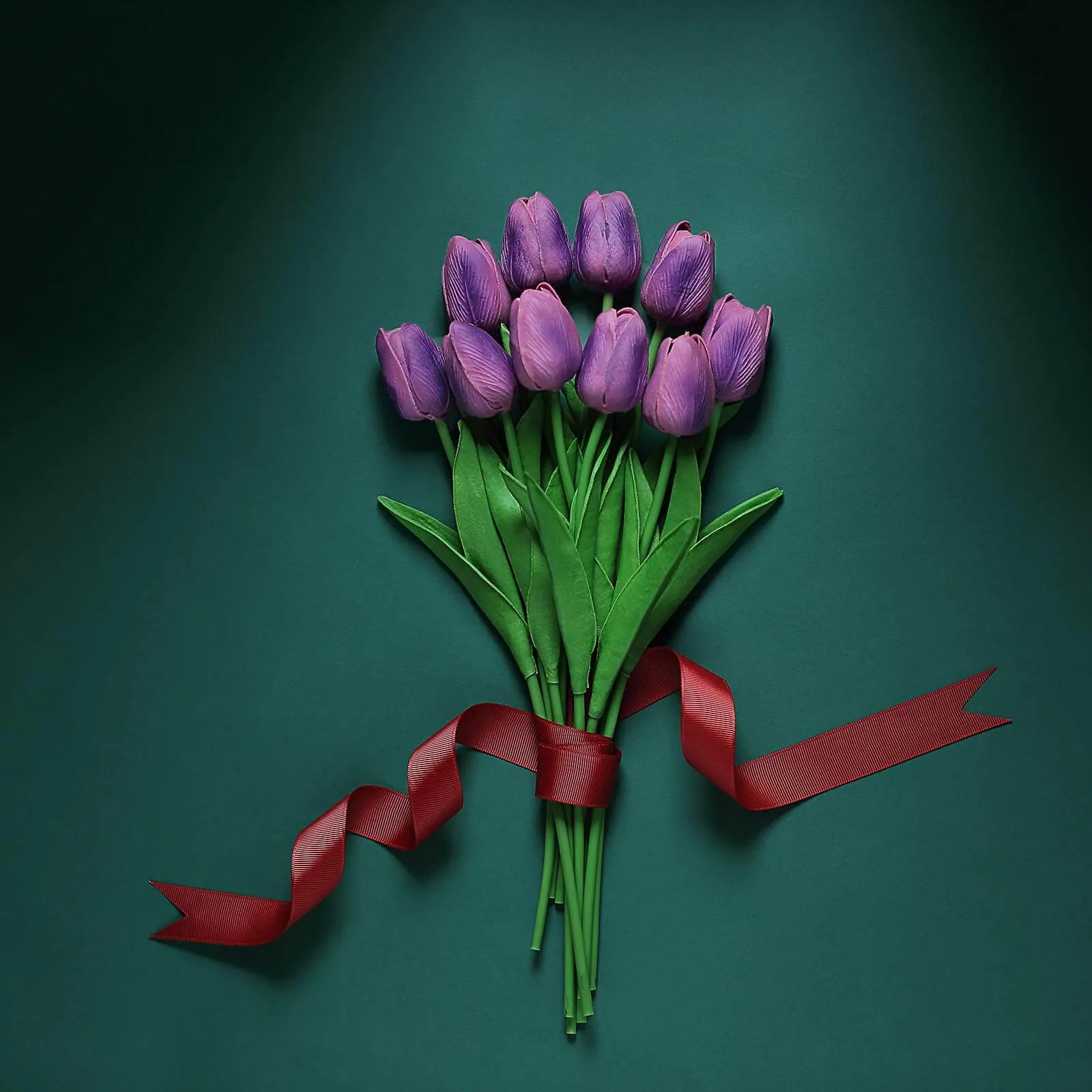 10 Stems 13" Eggplant Real Touch Artificial Foam Tulip Flowers