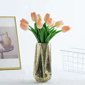 10 Stems 13" Peach Real Touch Artificial Foam Tulip Flower Bouquets
