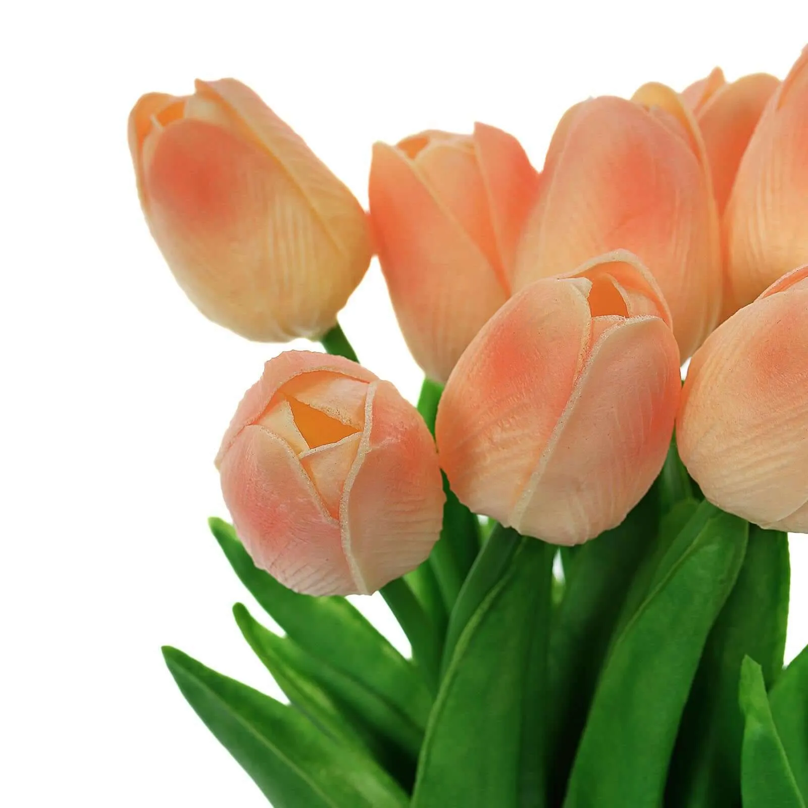 10 Stems 13" Peach Real Touch Artificial Foam Tulip Flower Bouquets