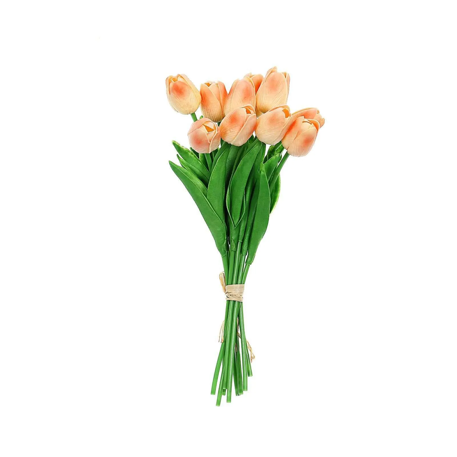 10 Stems 13" Peach Real Touch Artificial Foam Tulip Flower Bouquets