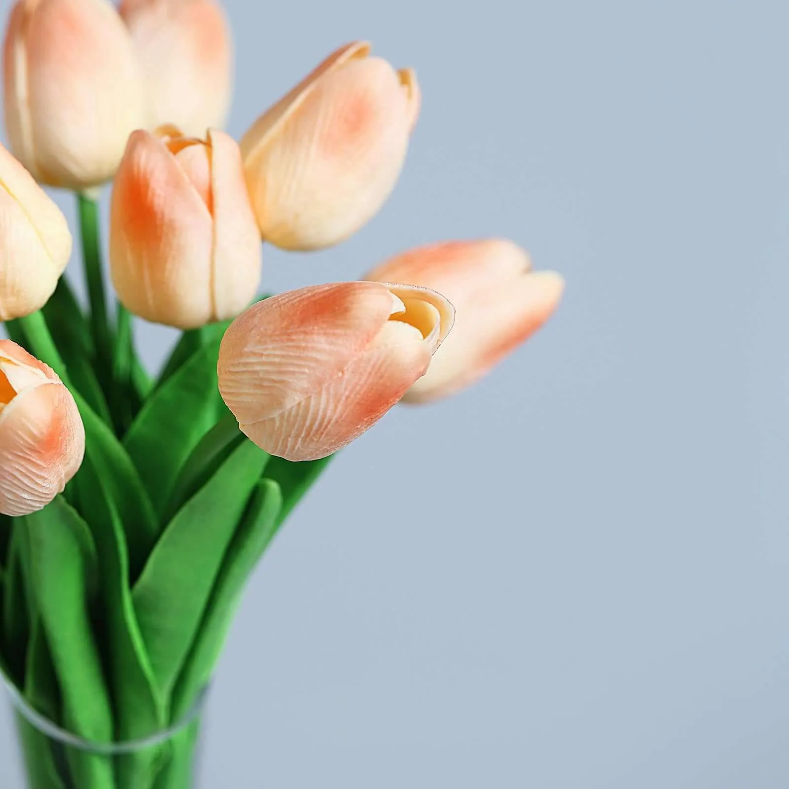 10 Stems 13" Peach Real Touch Artificial Foam Tulip Flower Bouquets