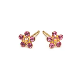 14k Gold Rainbow & Pink Daisy Earrings
