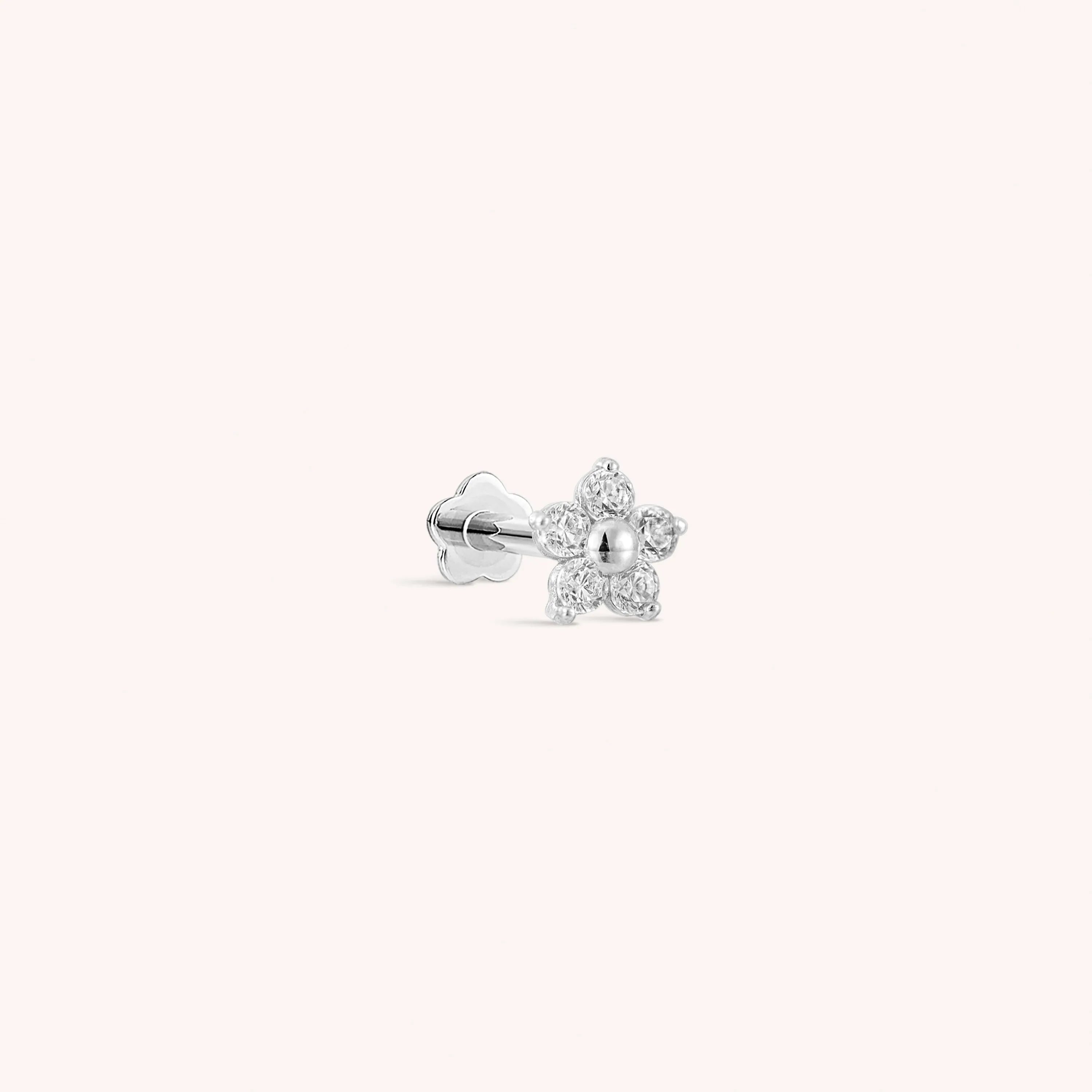 14K Solid Gold Bloom Flatback Earring