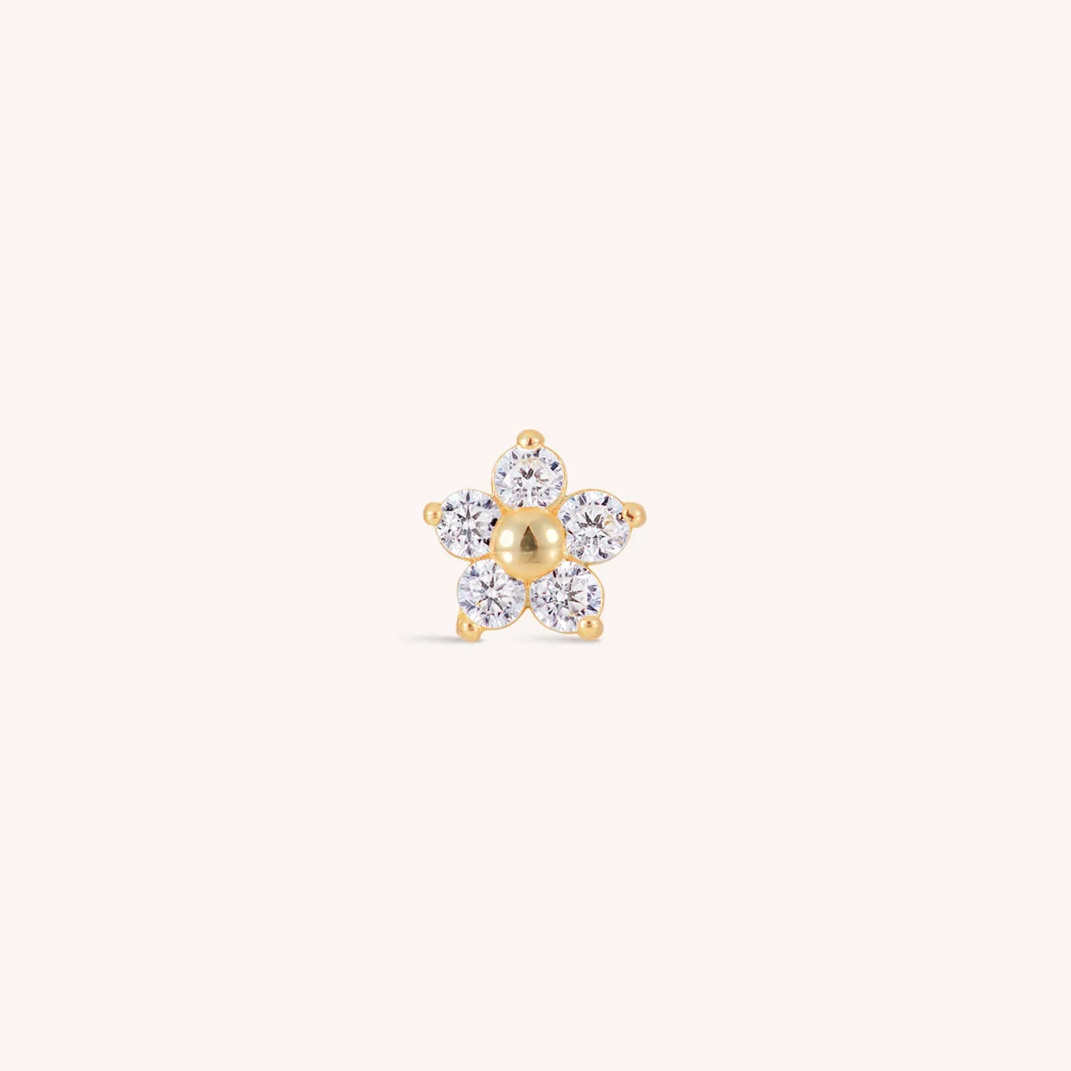 14K Solid Gold Bloom Flatback Earring