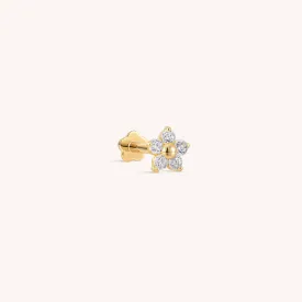14K Solid Gold Bloom Flatback Earring