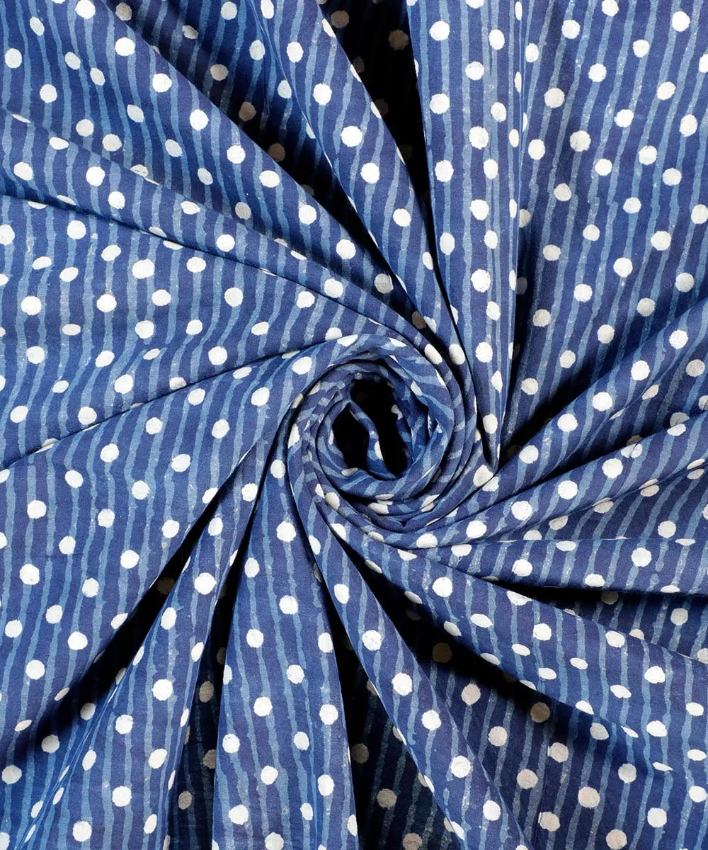 2.5 m Blue handblock print cotton kurta material