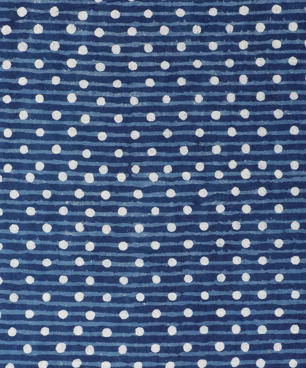 2.5 m Blue handblock print cotton kurta material