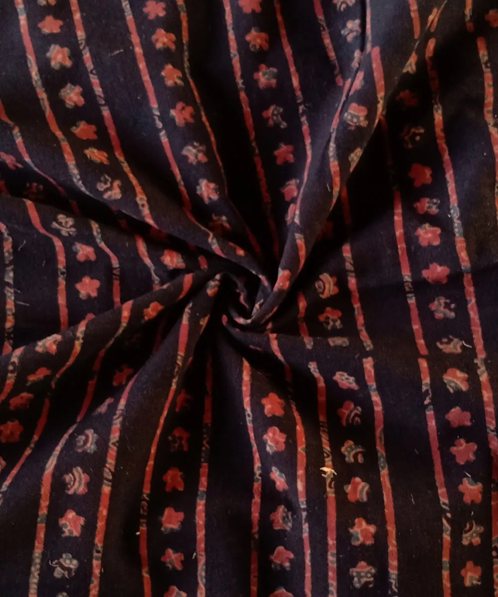 2.5m Black red blue handspun hand woven cotton ajrakh kurta material