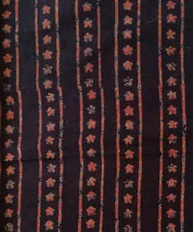 2.5m Black red blue handspun hand woven cotton ajrakh kurta material