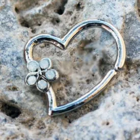 316L Stainless Steel Synthetic Opal Flower Heart Annealed Cartilage Earring