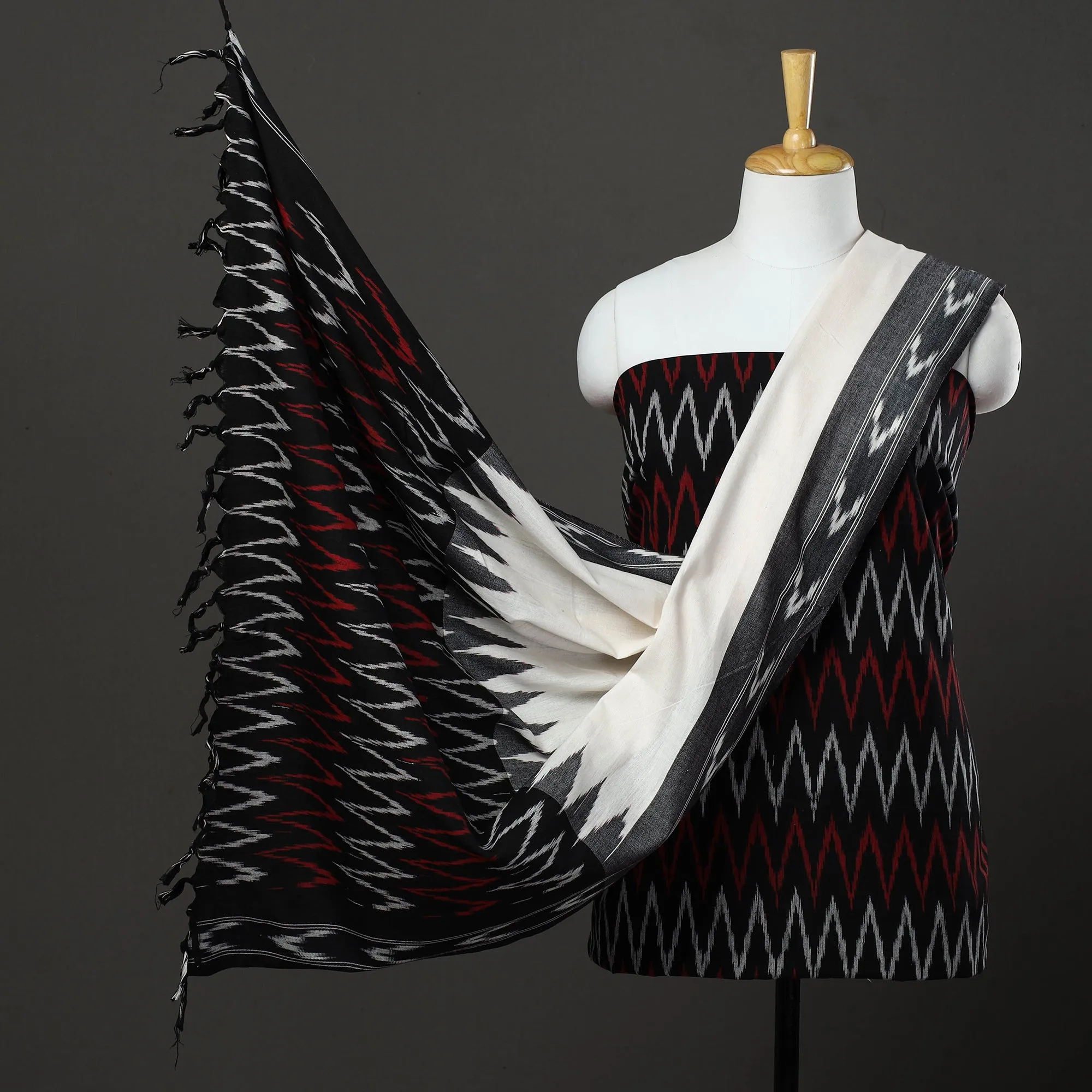 3pc Cotton Handloom Pochampally Ikat Dress Material 23