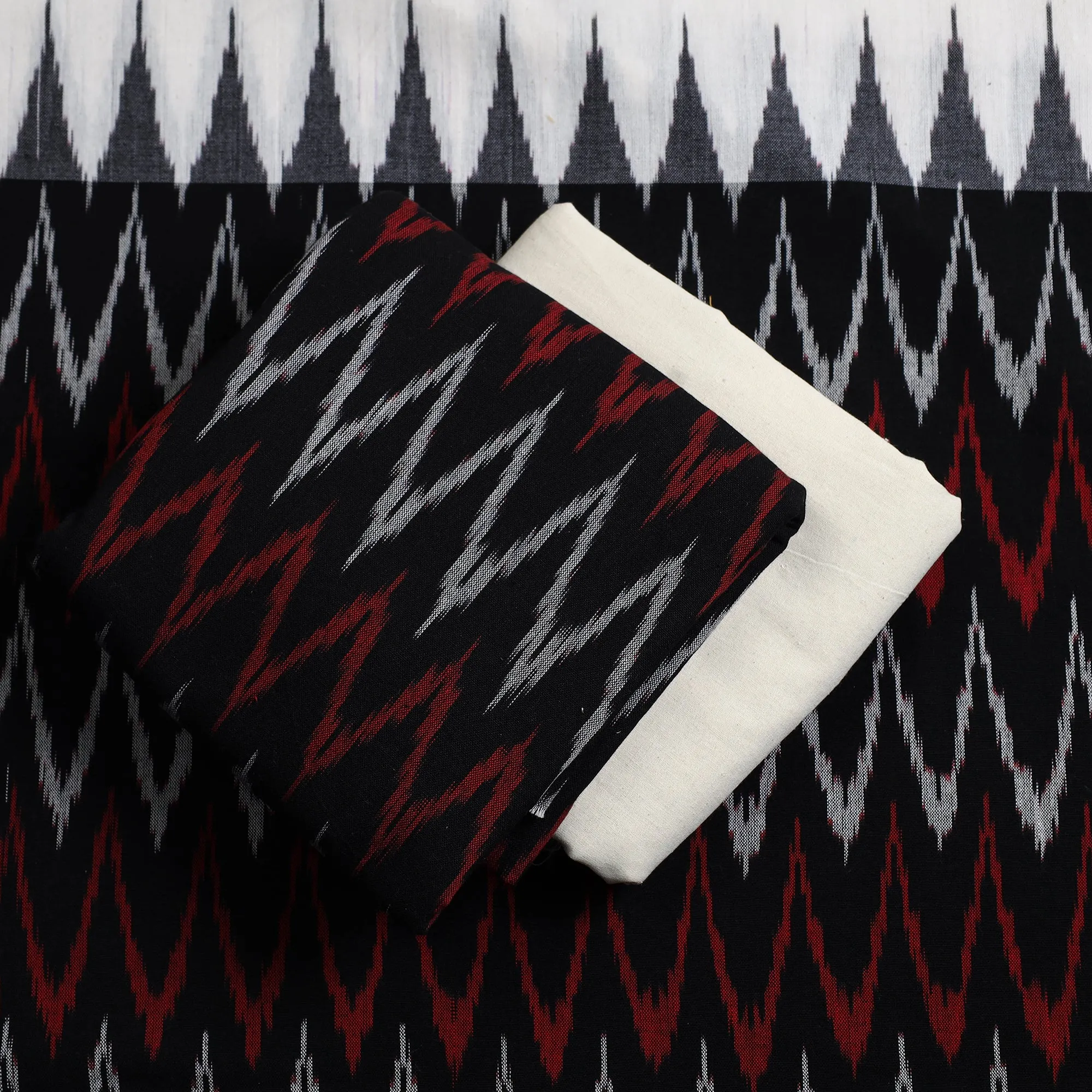 3pc Cotton Handloom Pochampally Ikat Dress Material 23