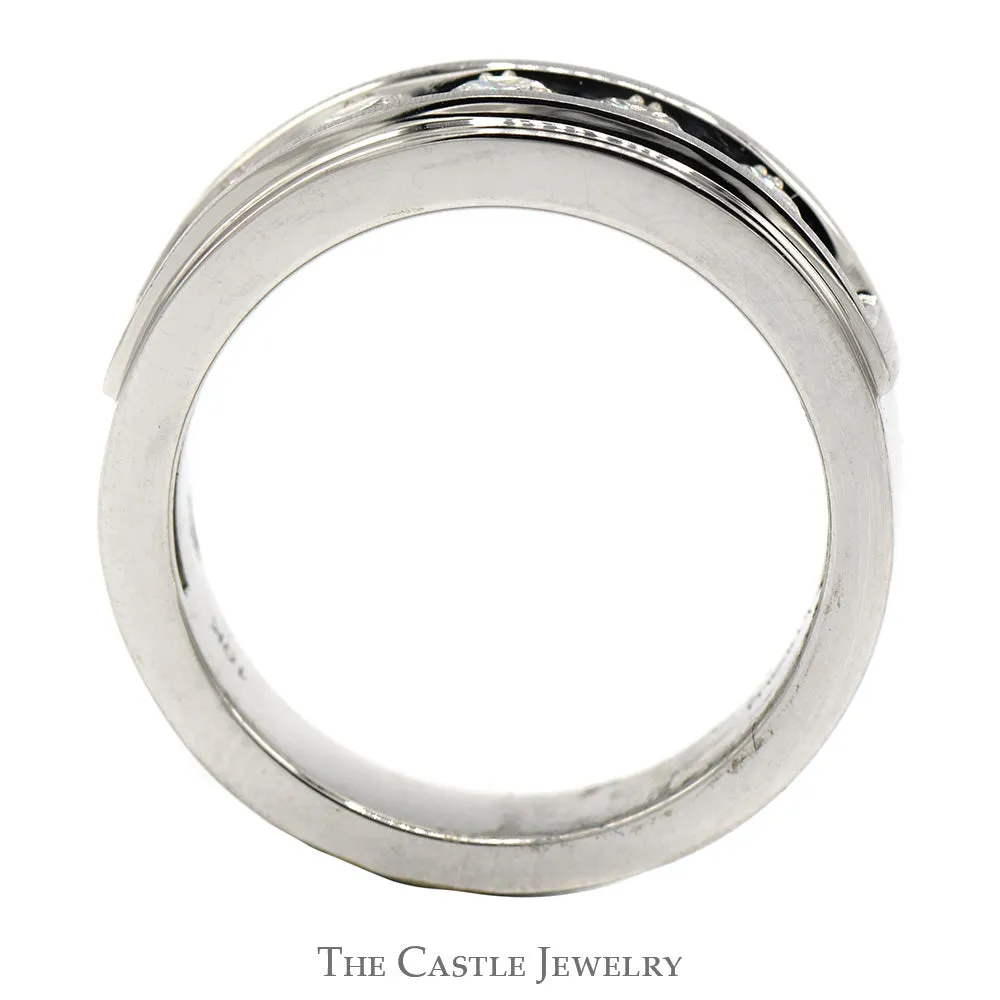 5 Nick Set 1cttw Diamond Men's Wedding Band in 10k White Gold