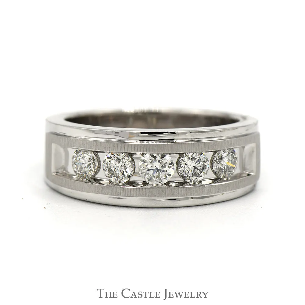 5 Nick Set 1cttw Diamond Men's Wedding Band in 10k White Gold