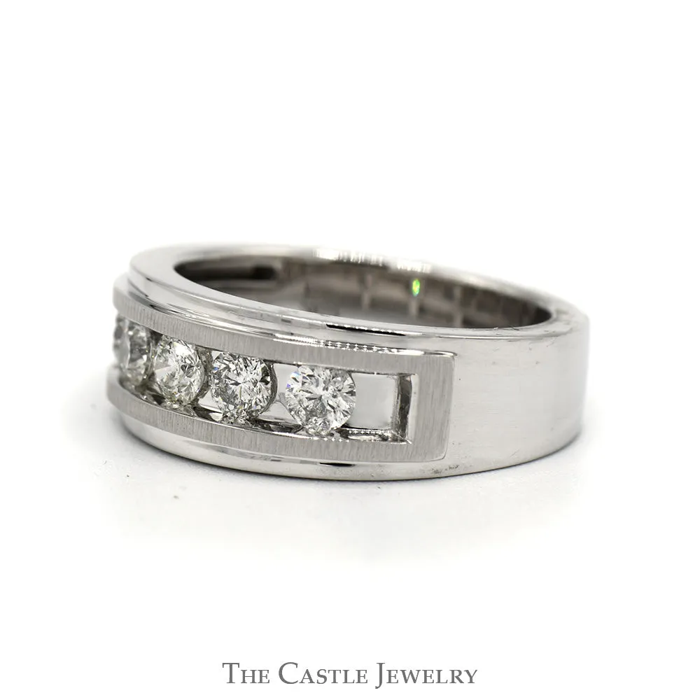 5 Nick Set 1cttw Diamond Men's Wedding Band in 10k White Gold