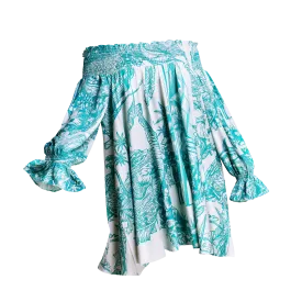 50TH INDEPENDENCE SHOULDER SMOCK DRESS-WHITE