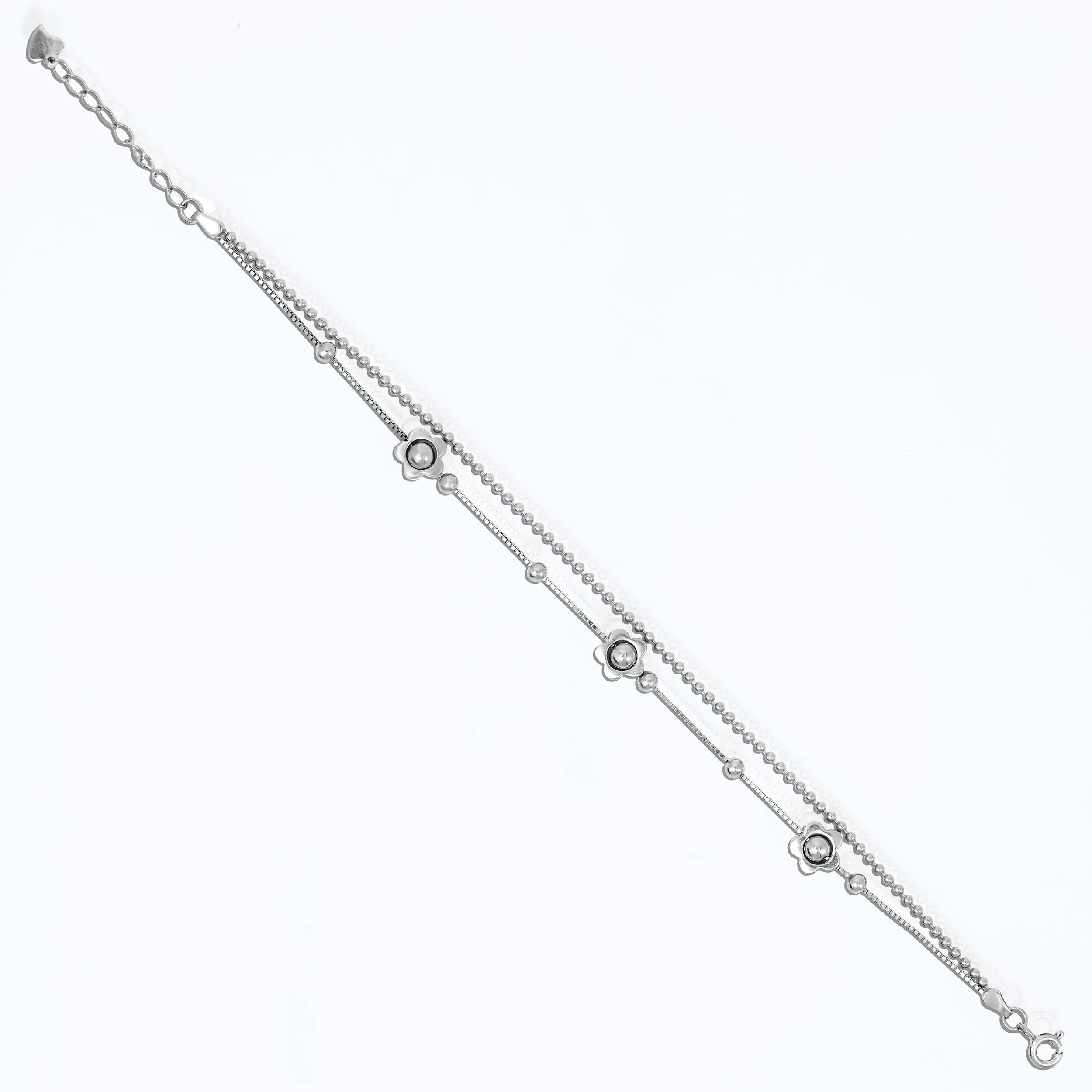 925 Silver Bracelet with Flower Design