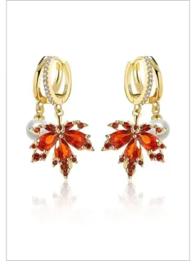 A Lasting Impression Rhinestone Maple Leaf Drop Earrings
