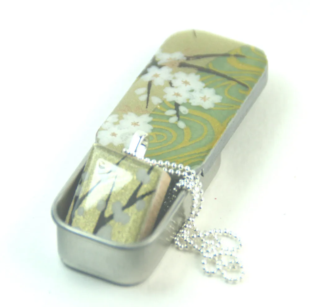 A Scrabble Tile Pendant and Teeny Tiny Tin Golden Green