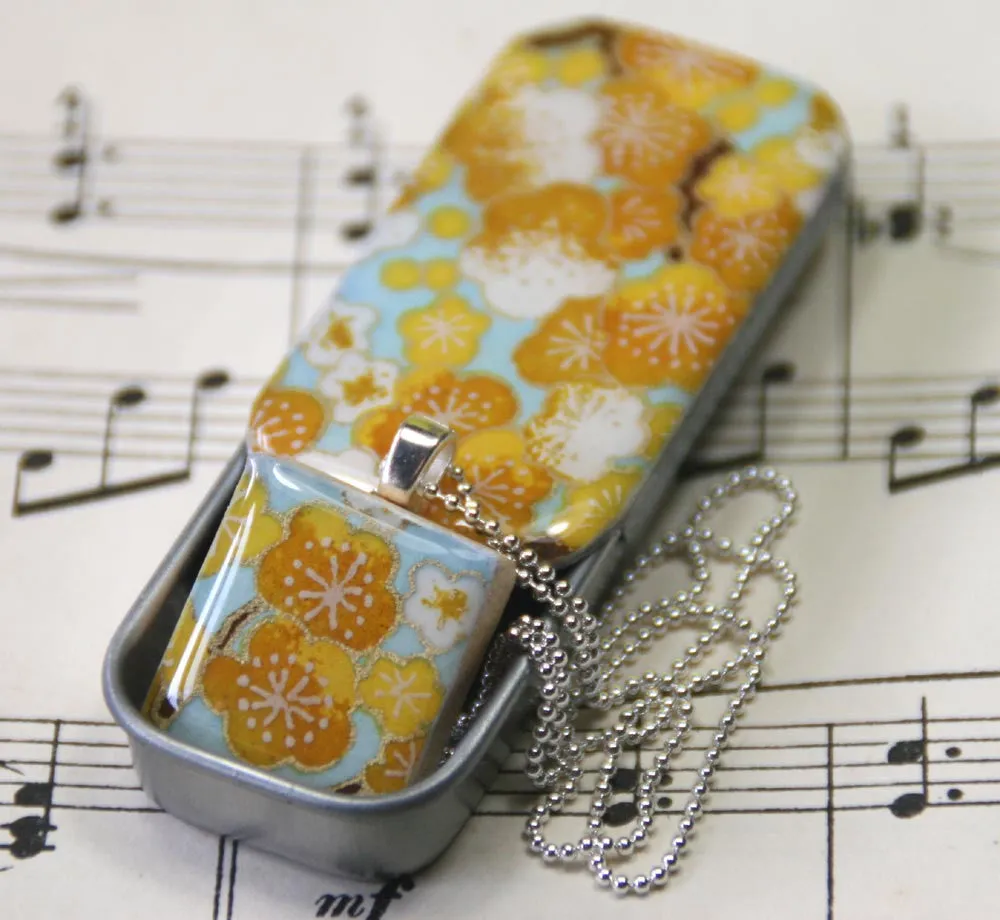 A Scrabble Tile Pendant and Teeny Tiny Tin Sakura Yellow