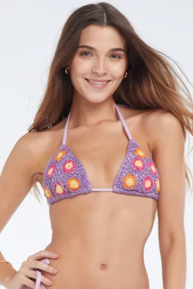 Optimized Title: Adriana Crochet Bikini Top in Elegant Purple Floral Design