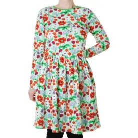 Adult's Flowers- Bay Green Long Sleeve Dress With Gathered Skirt