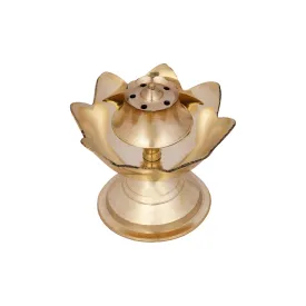 Agarbathi Stand - 2 x 2.5 Inches | Lotus Design Brass Incense Holder for Pooja/ 60 Gms Approx