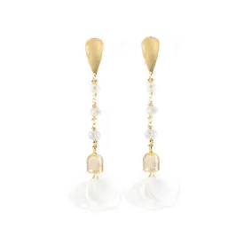 Ale Flower & Crystal Earrings - White