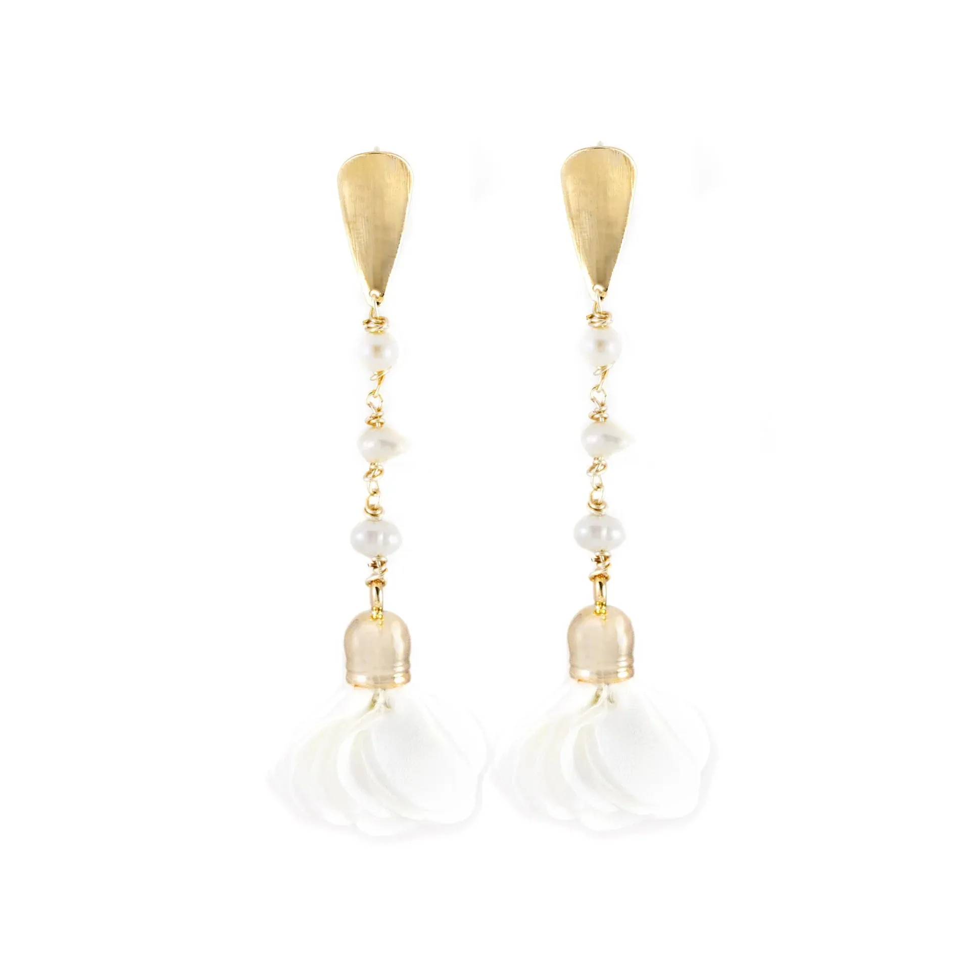 Ale Flower & Crystal Earrings - White