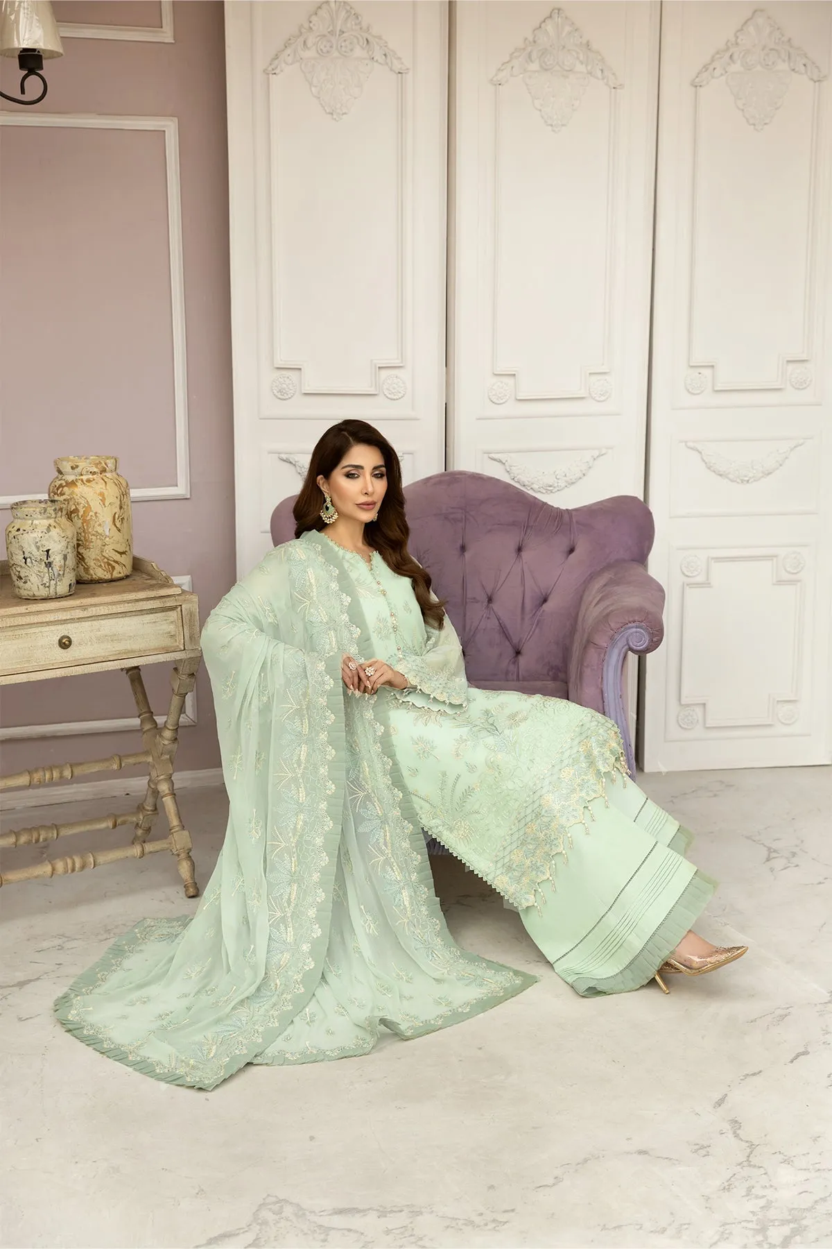 Alizeh Dhaagey Formal Collection  – Pistachio - V01D09