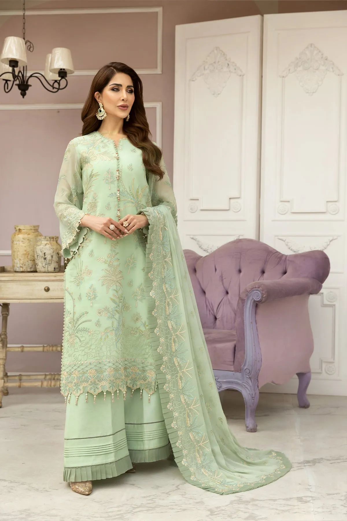 Alizeh Dhaagey Formal Collection  – Pistachio - V01D09
