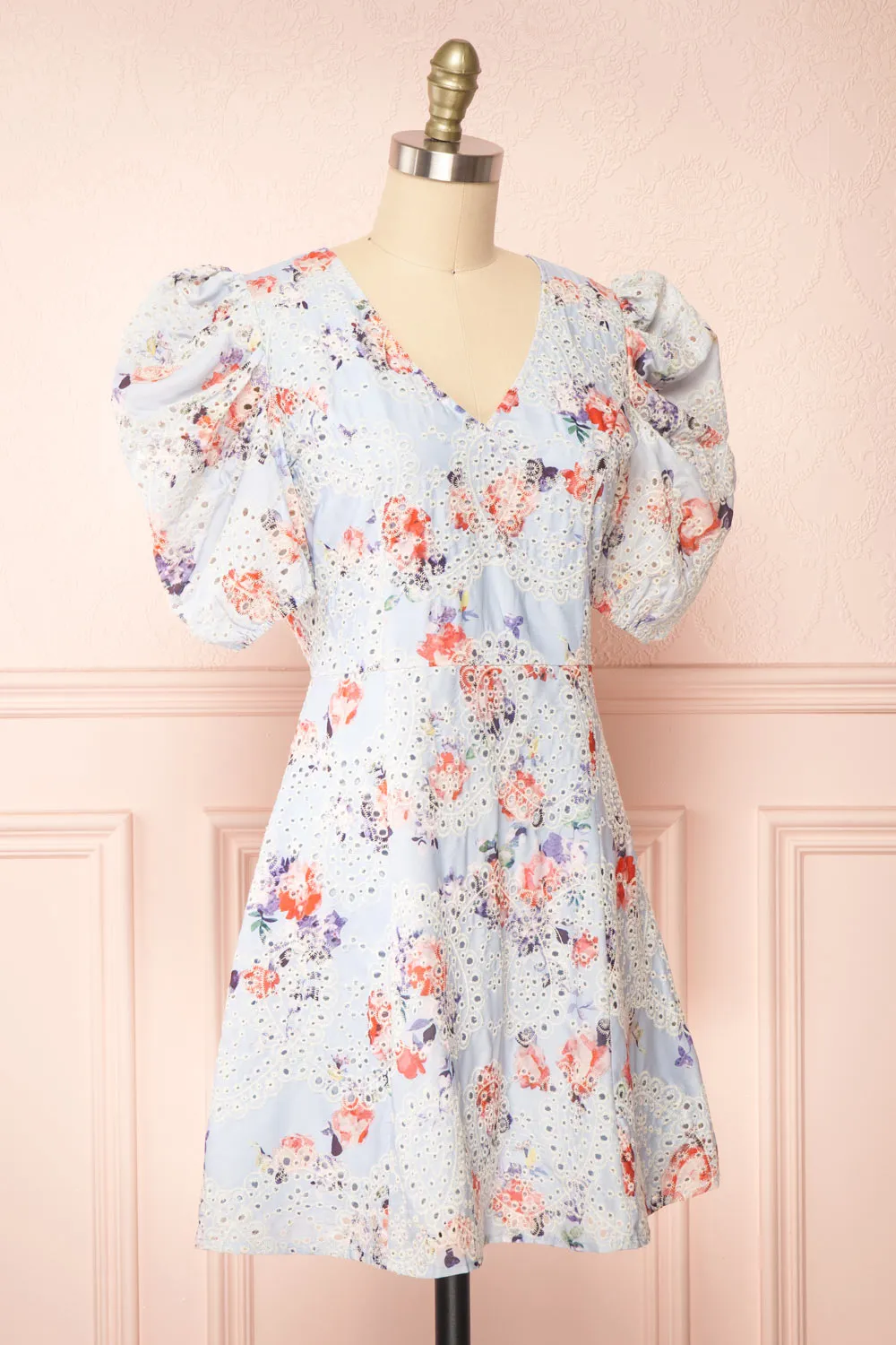 Alyxa | Short Floral Dress w/ Puffy Sleeves