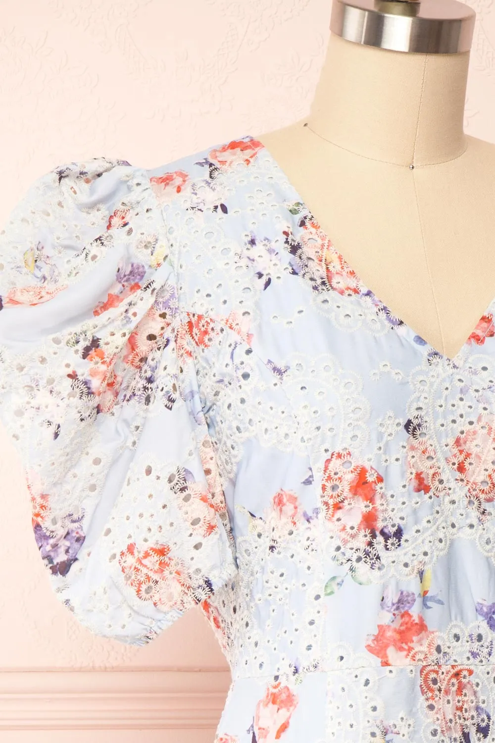 Alyxa | Short Floral Dress w/ Puffy Sleeves