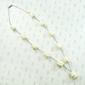 Antique Cowrie Shell Necklace on Silver Chain