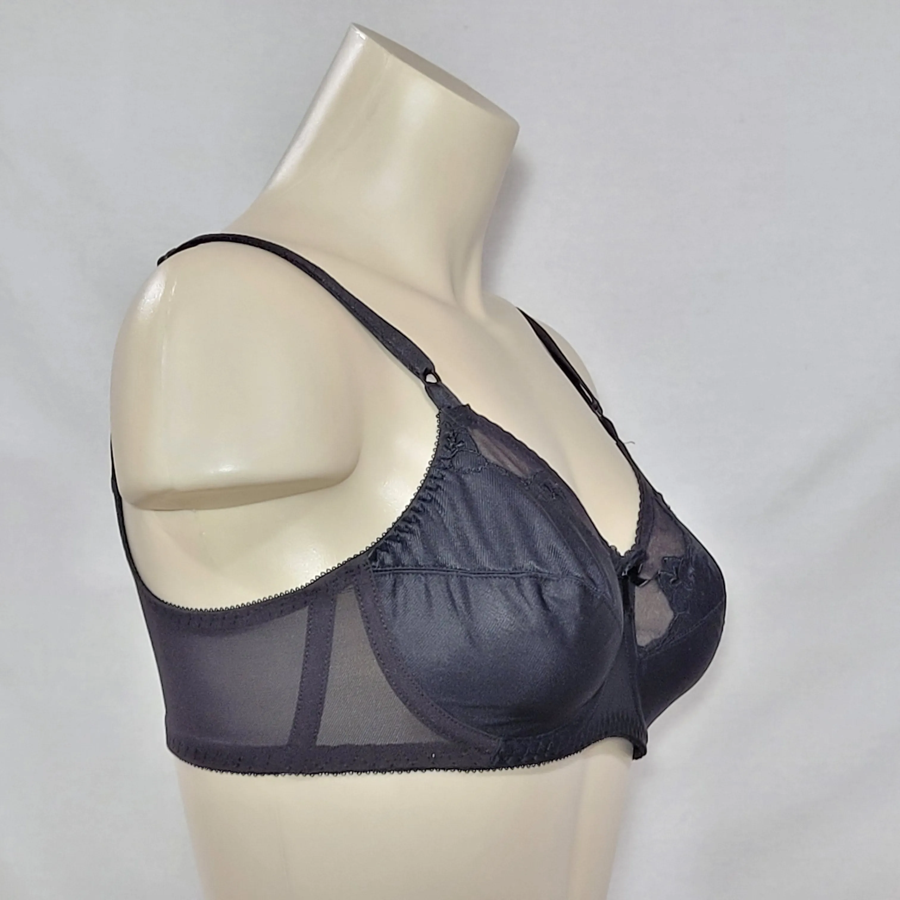 Bali 180 0180 Flower Underwire Bra 36B Black NEW WITH TAGS