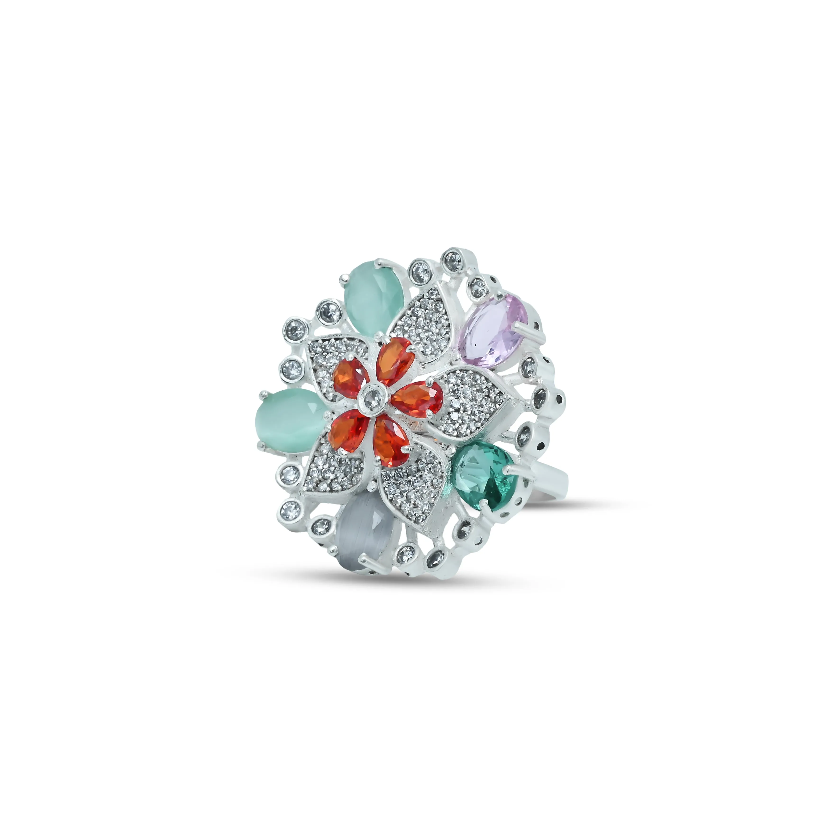 Beautiful Flower Design Sterling Silver Ring