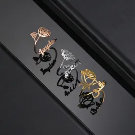 Birth Month Flower & Personalised Name Ring