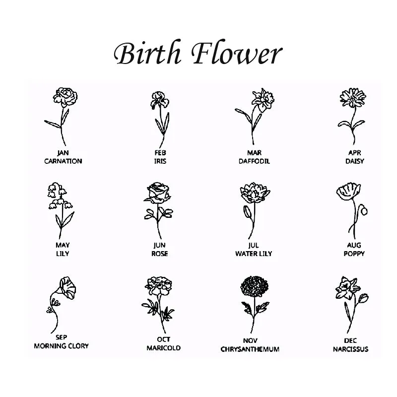 Birth Month Flower & Personalised Name Ring