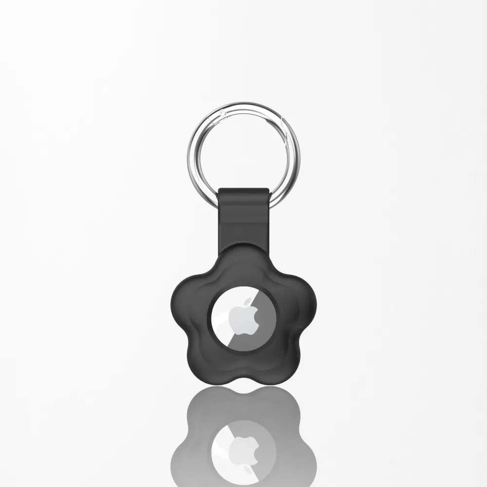 Black Flower Silicone AirTag Case