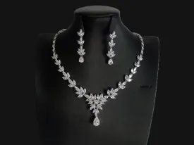 Bridal Necklace Set Rhinestone Bridal Jewelry - Silver