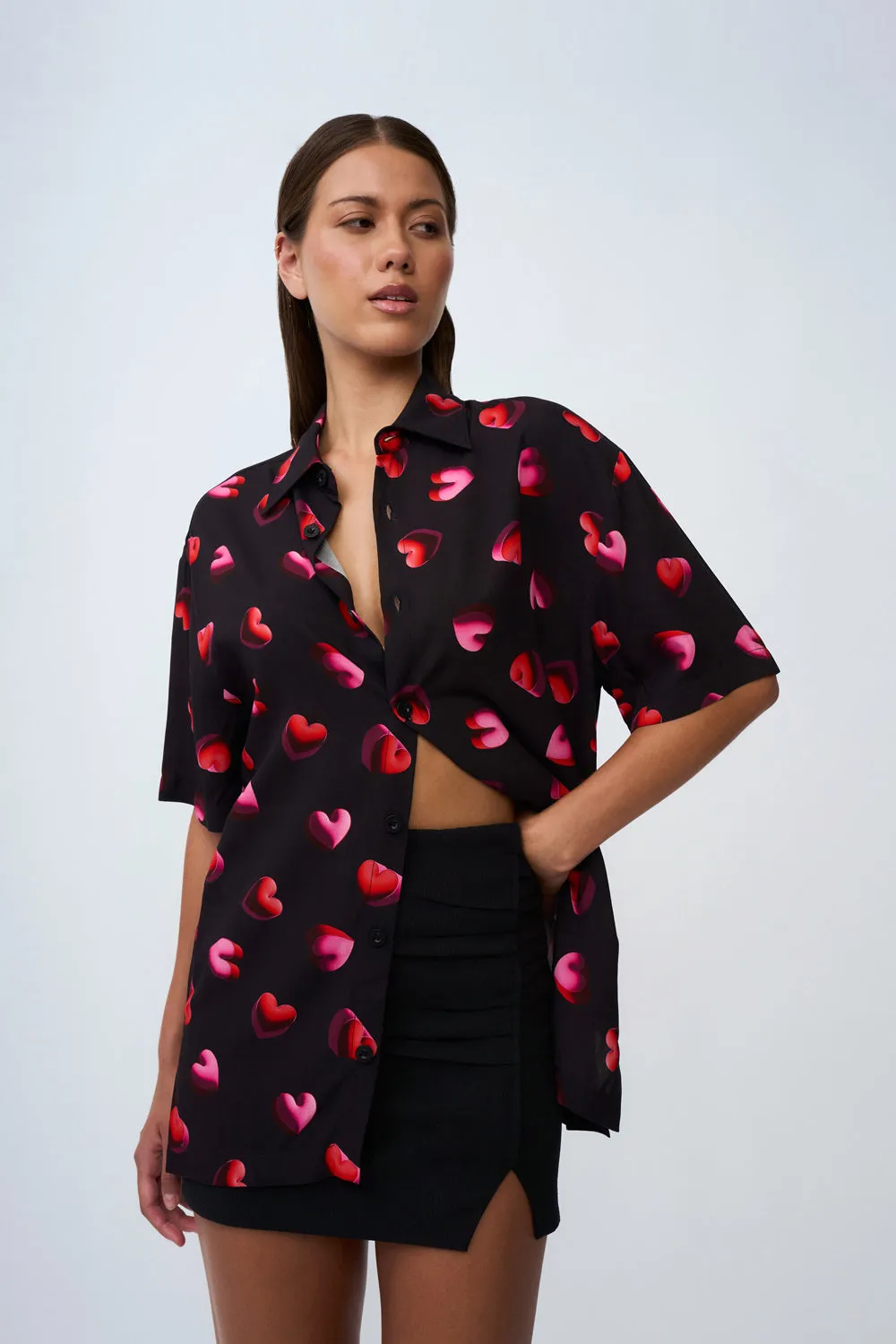 Bubble Heart Shirt | Final Sale - Black Red Pink