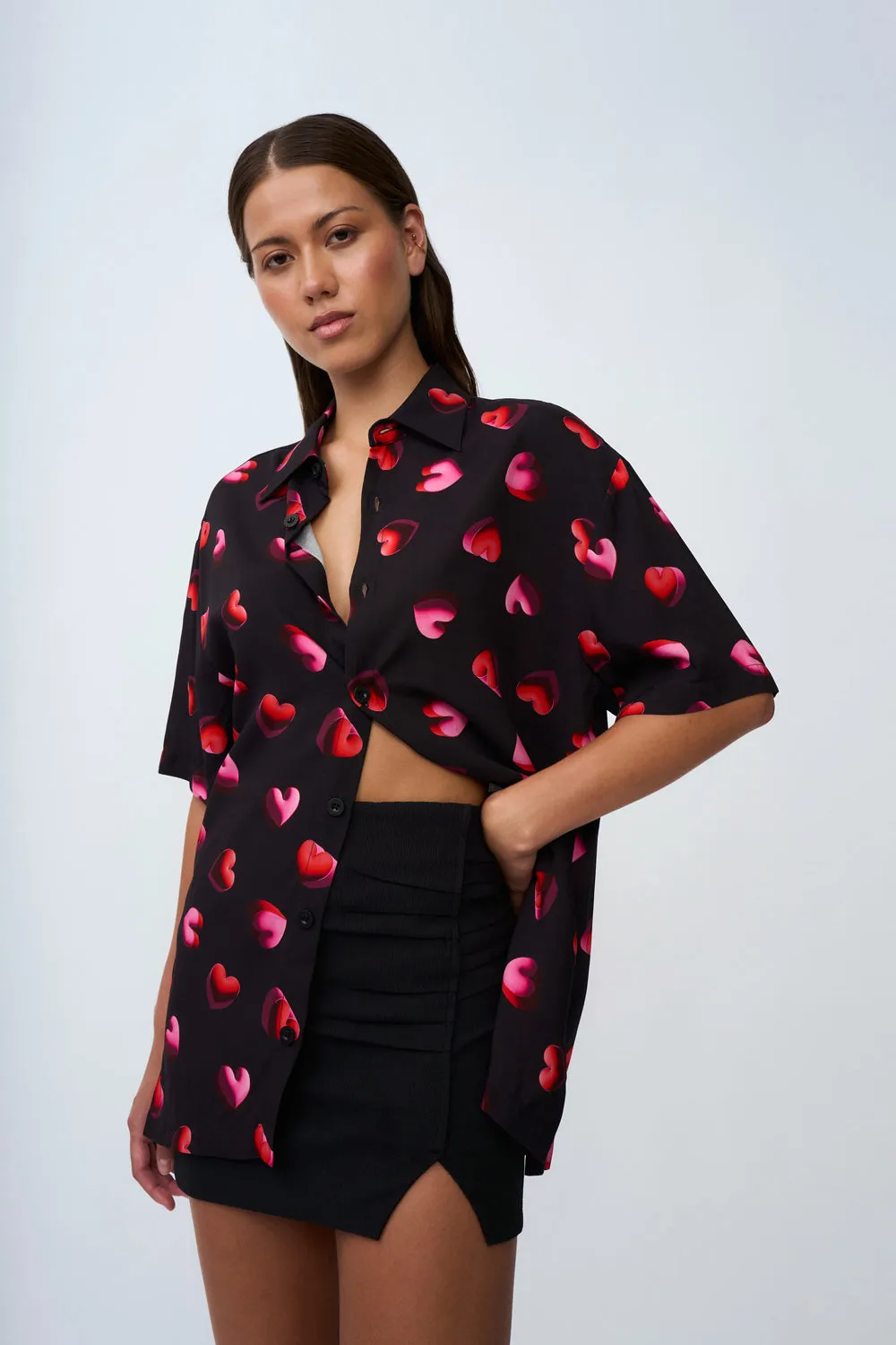Bubble Heart Shirt | Final Sale - Black Red Pink