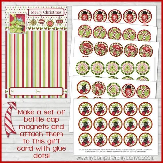 Christmas Bottle Cap PRINTABLE