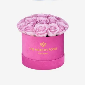 Classic Hot Pink Suede Box | Light Pink Roses
