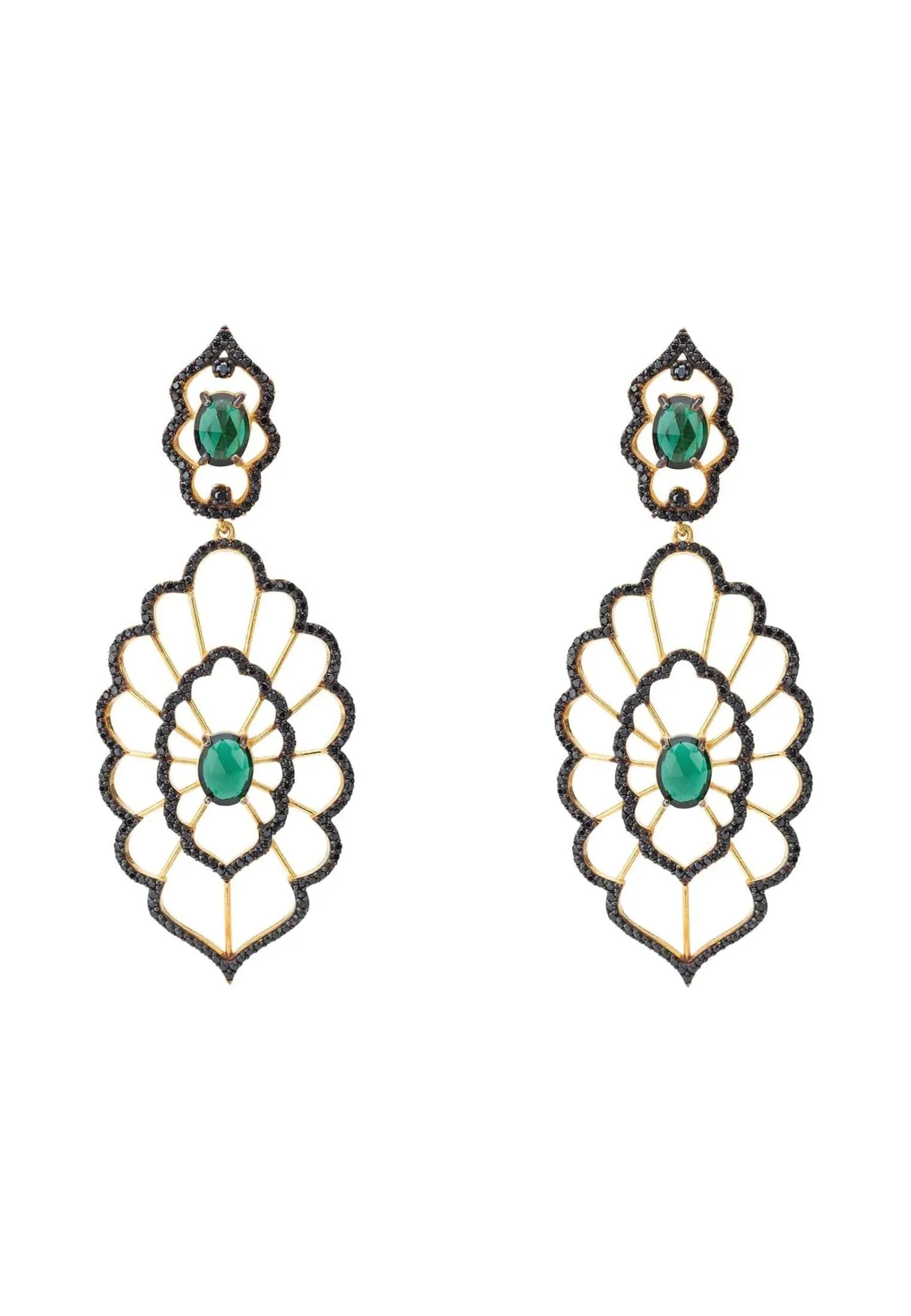 Countessa Earrings Black Green Gold