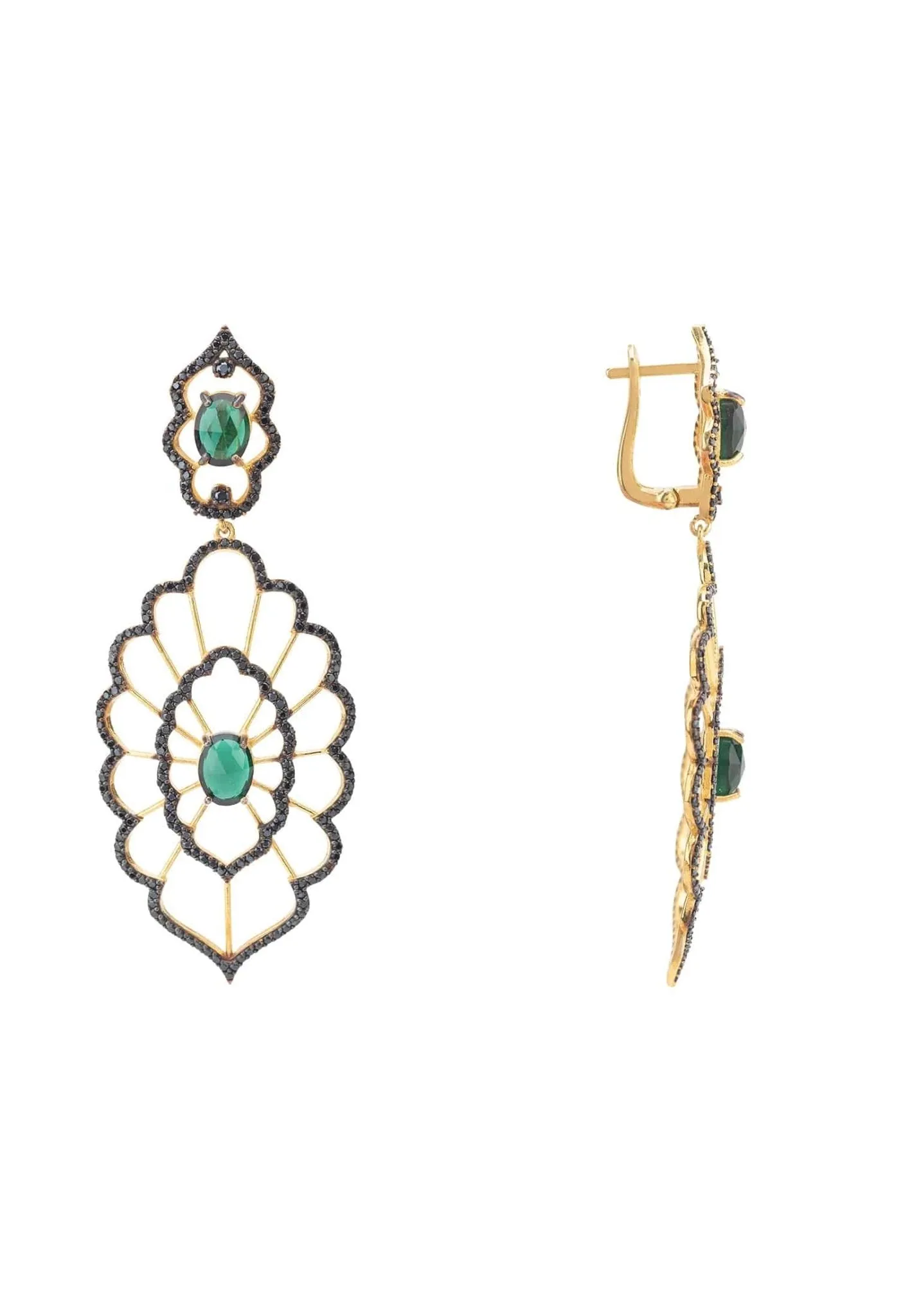 Countessa Earrings Black Green Gold