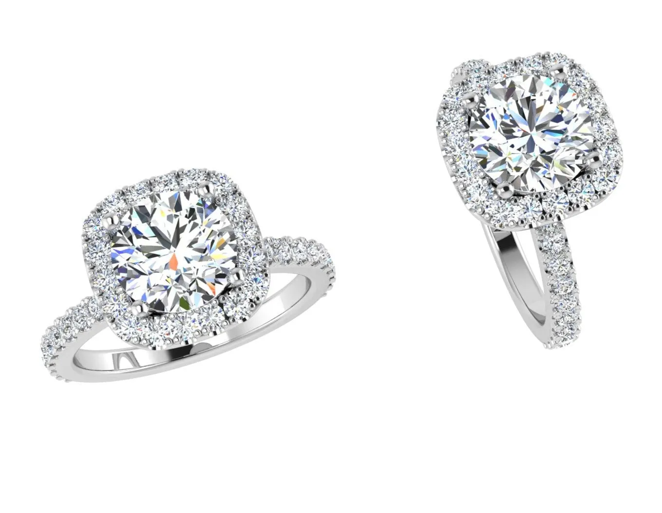 Cushion Halo Diamond Engagement Ring